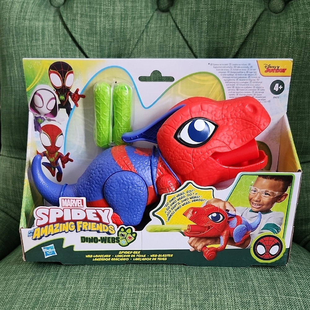 Marvel Spidey and His Amazing Friends Dino-Webs Gun Shooter Toy - Red and Blue